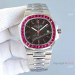 Swiss Copy Patek Philippe Nautilus Pink Emerald Steel Watch 40mm